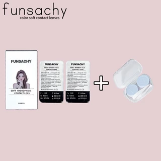 0.0~-800° Funschy blue ตอนแทคเลนส์สายตาสั้น สีฟ้า ตาโต เลนส์สี 1คู่+ตลับคอนแทคเลนส์ ส่งไวจากไทย