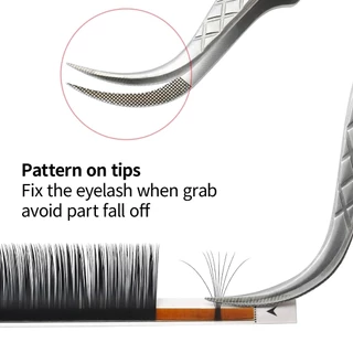 Praeclarus แหนบสแตนเลส Fibrous Design & Diamond Grip รูปแบบบน Tip Precision ป้องกันการกัดกร่อนป้องกันกรด Professional สําหรับ Eyelash Extension Tweezer เครื่องมือ