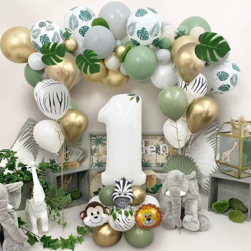 ตกแต่งงานเลี้ยงวันเกิด Boy Jungle Balloon Arch Kit เด็กวันเกิดครั้งแรก Boy Party Wild One Safari ธีม