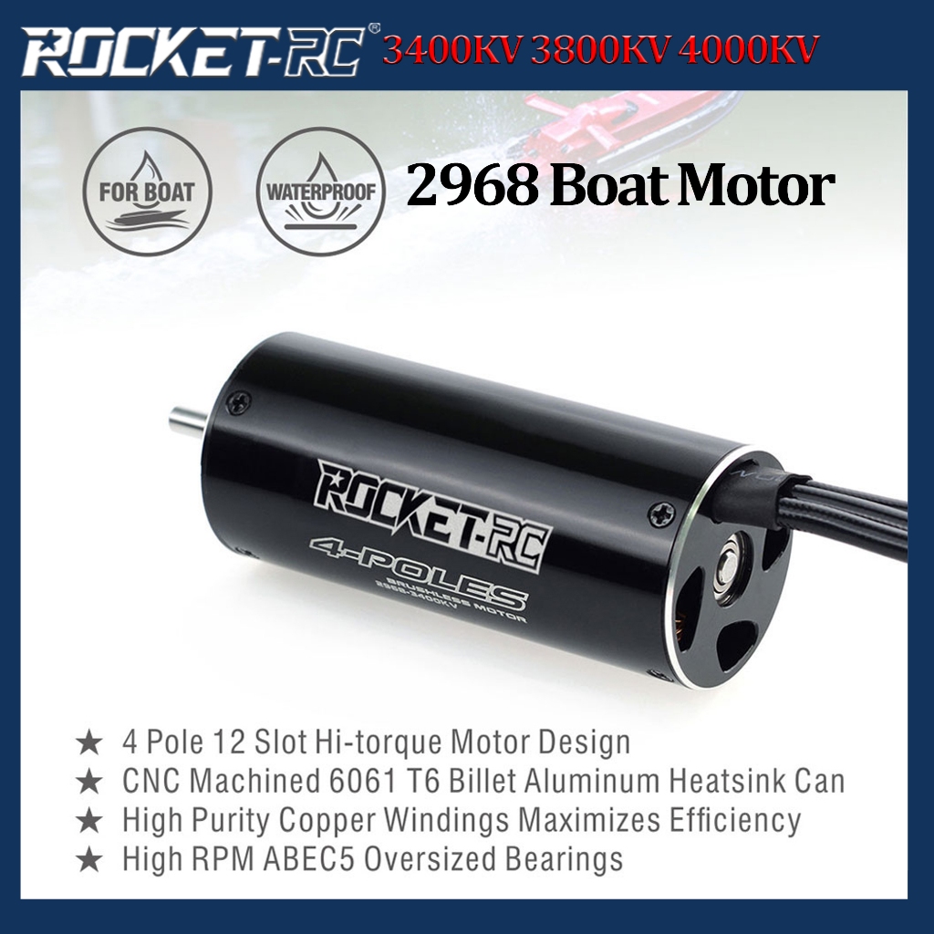 Surpass HOBBY Rocket 2968 3400KV 3800KV 4000KV มอเตอร์ไร้แปรง 4.0 มม.สําหรับ Traxxas Blast Feilun FT011 FT012 600-800 มม.RC เรือรถ