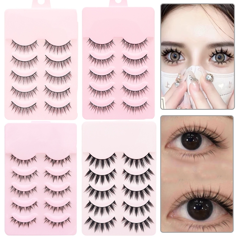 5 คู่ขนตาปลอมธรรมชาติ Lashes Soft Daily Dating Eye Extension Lashes แต่งหน้า