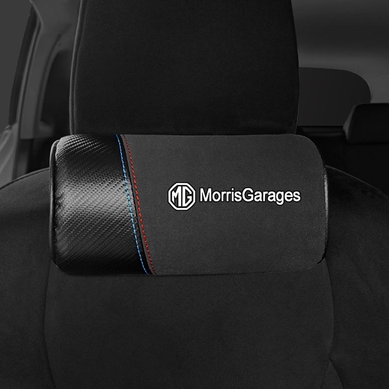 สําหรับ MG HR TF Mulan Trophy MG5 MG6 1/2PCS รถ Headrest คาร์บอนไฟเบอร์ Suede หมอนรองคอที่นั่งอัตโนม