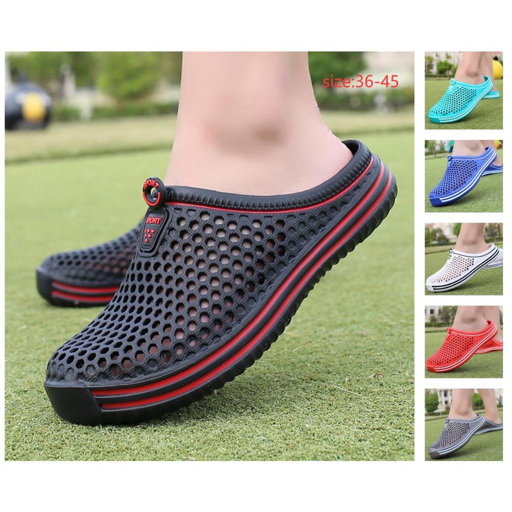 36-45 ฤดูร้อน รองเท้าชายหาดที่สะดวกสบาย รองเท้าแตะส้นแบน รองเท้าแตะคู่ รองเท้ารู