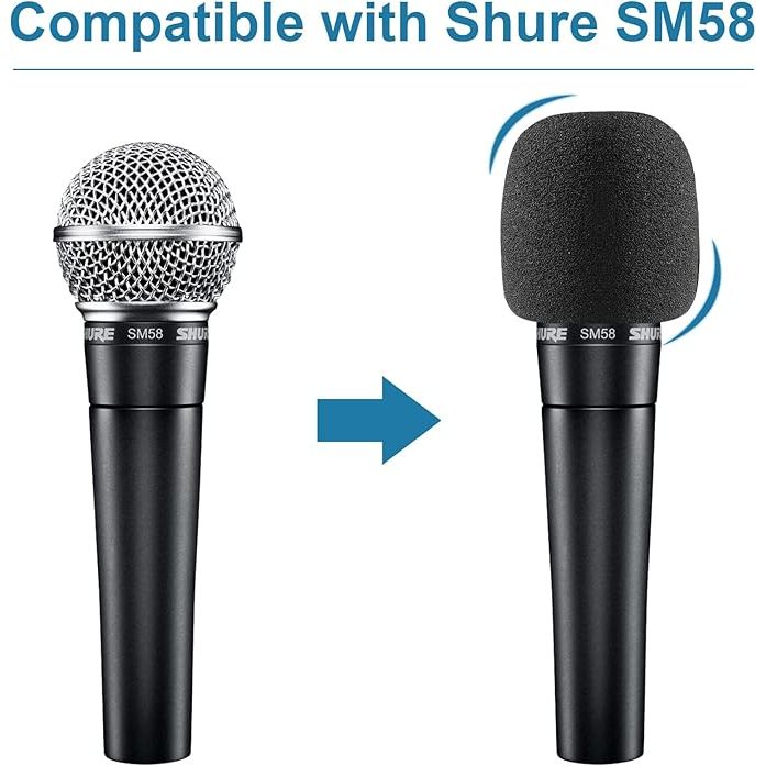 SM58 Pop Filter เข้ากันได้กับไมโครโฟน Shure SM58, SM58S SM58-LC Ball Type Mic เพื่อลดเสียงรบกวนลม, ฝ