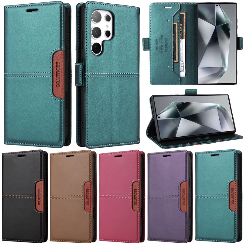 ปลอกสําหรับ Samsung Galaxy S25 Ultra Note 20 Ultra S24 Ultra Note 10 + S23 Note 20 S22 Note 10 Plus Splice กระเป๋าสตางค์การ์ดหนัง Flip Skin Stand ป้องกันกรณี