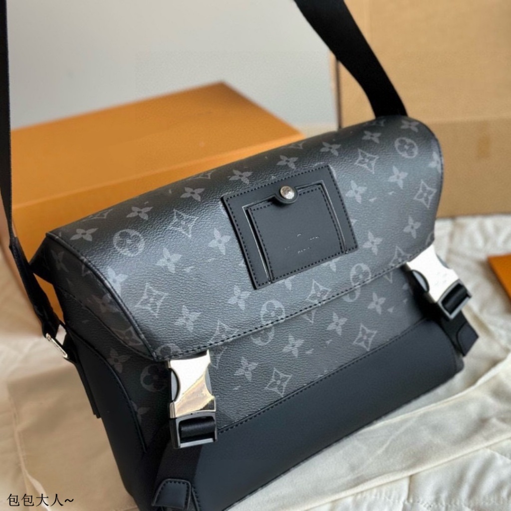 Postman Black Floral Crossbody Shoulder Side Mens Bag e77