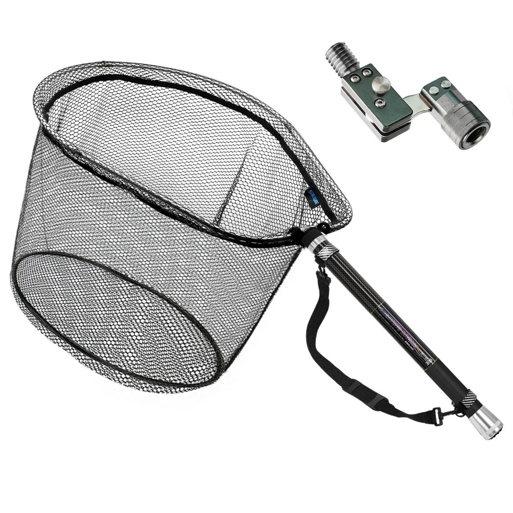 Sanlike ชุดตกปลาสุทธิพับ Joint Retractable Carbon Fibre Landing Grip Rod พับ PE สุทธิอุปกรณ์ตกปลาเครื่องมือ