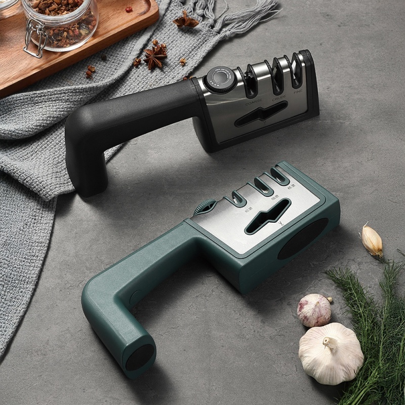 หินลับมีดมืออาชีพ 3 ระดับ / Professional Manual Kitchen Knife Sharpener - เซรามิกและทังสเตนคาร์ไบด์ สำหรับมีดครัว กรรไกร และอุปกรณ์มีดทุกประเภท