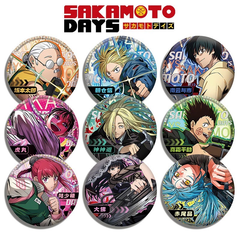 Sakamoto DAYS Sakamoto Taro Asakura Shin Badge ปุ่มเข็มกลัด Pins คอสเพลย์คอลเลกชันของเล่นกระเป๋าตกแต่งของขวัญ
