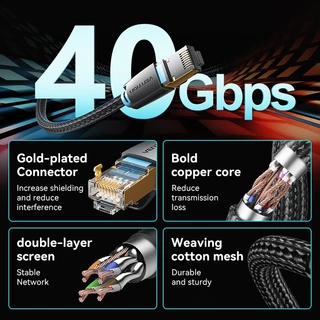 Vention Cat8 Ethernet Cable 40Gbps SFTP Gaming Patch สายอินเทอร์เน็ต 2000MHz สําหรับแล็ปท็อปคอมพิวเตอร์