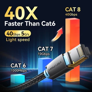 Vention Cat8 Ethernet Cable 40Gbps SFTP Gaming Patch สายอินเทอร์เน็ต 2000MHz สําหรับแล็ปท็อปคอมพิวเตอร์