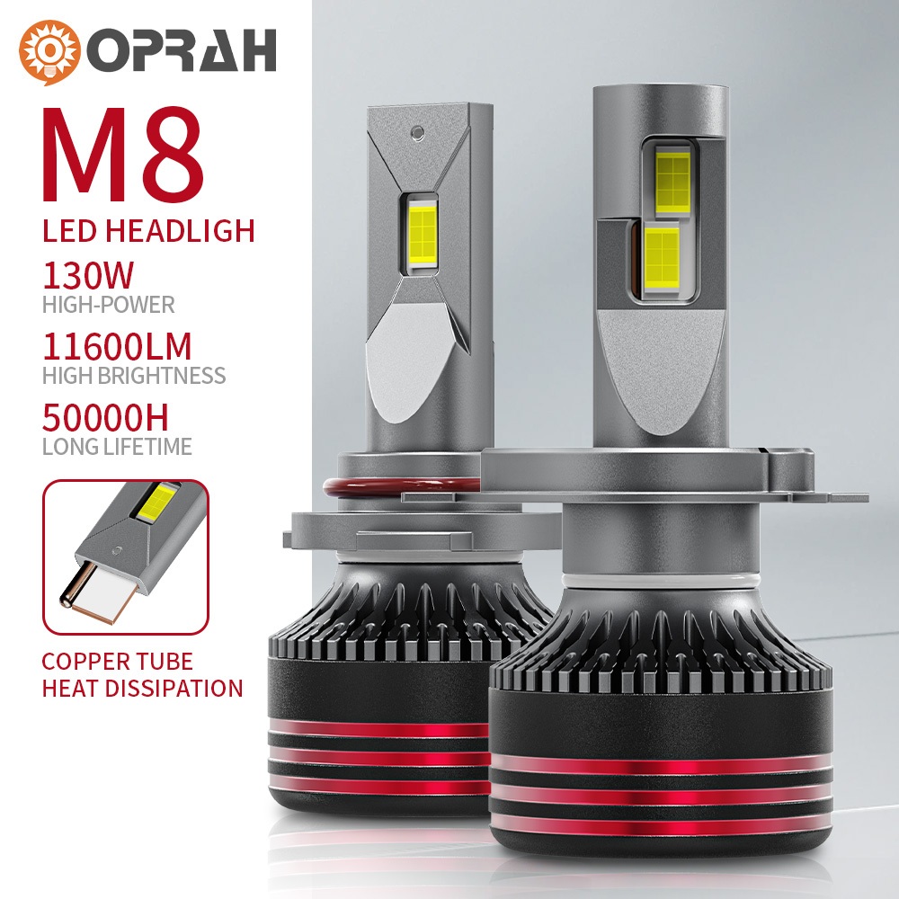 ((2PCS) M8 pro 130W High Power Super Bright H4 LED ไฟหน้า 3570 ไฟหน้า H1 H7 H8/H11/H16 HB3/9005 HB4/9006 880 ไฟหน้ารถหลอดไฟสูง/ต่ํา 6000K