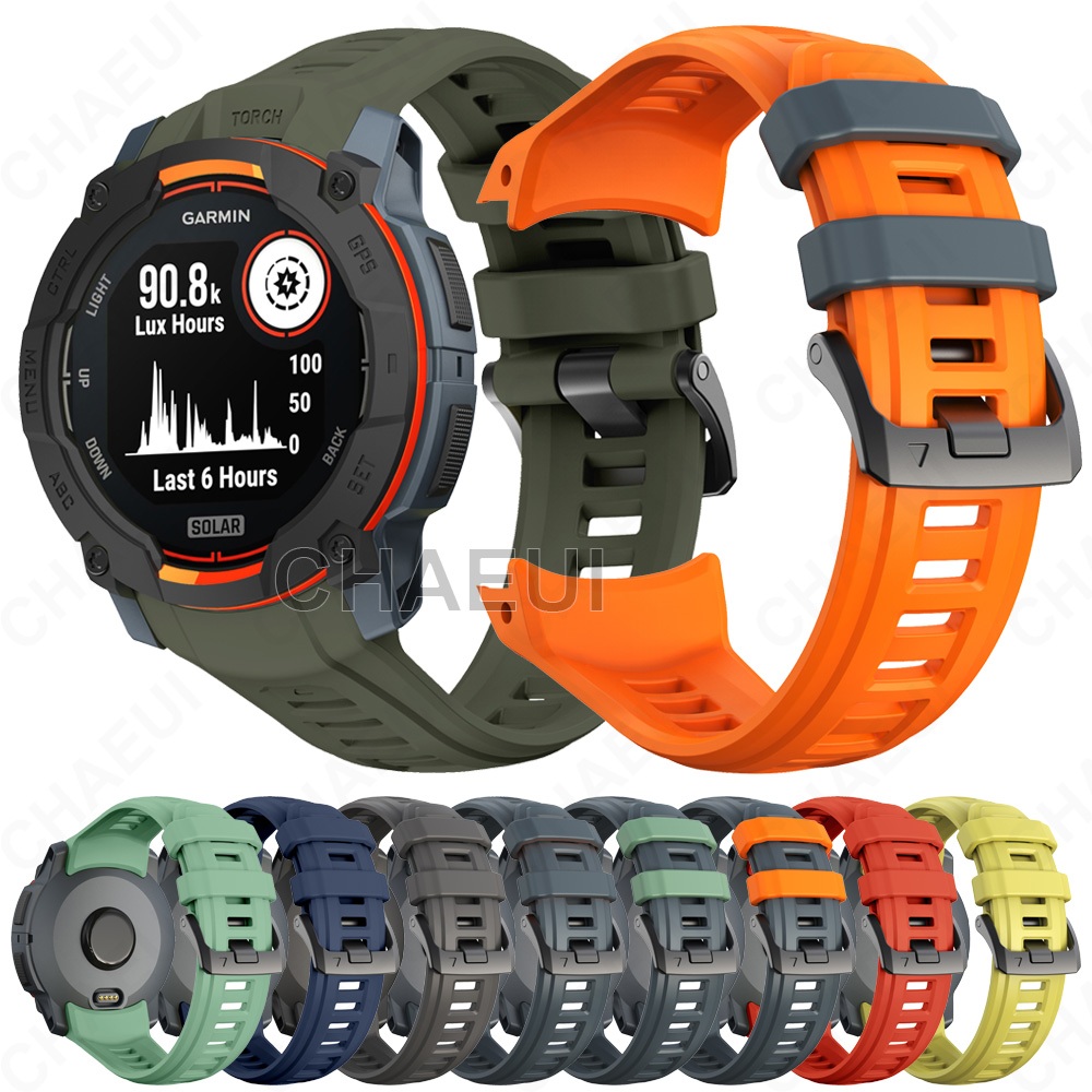 สายรัดซิลิโคนสร้อยข้อมือกีฬาห่วงอุปกรณ์เสริมสําหรับ Garmin Instinct 3 50mm 45mm