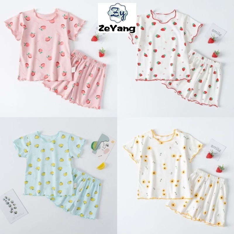 [ZY] 70-130 พร้อมสต็อกเด็กลําลองแขนสั้นเสื้อยืดสูทห้าจุดกางเกงผ้าฝ้ายสูทชุดนอนเด็กสูทบ้านเสื้อผ้าทุกการแข่งขันสูทเครื่องปรับอาก