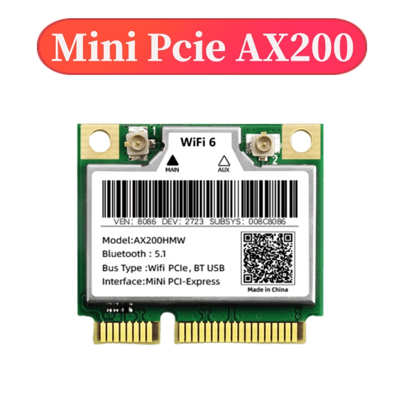 แล็ปท็อป Mini PCIe AX200 WiFi 6 การ์ดเครือข่ายไร้สาย, บลูทูธ 5.2