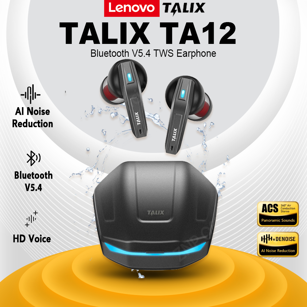Lenovo TALIX TA12 หูฟังแปลภาษา AI หูฟังบลูทูธ 5.4 เกมมิ่งไร้สาย TWS ชุดหูฟังสำหรับเล่นเกมเสียงดี HIFI ดีเลย์ต่ำ เล่นเกมลื่น ฟังเพลงคมชัด พร้อมไมโครโฟน