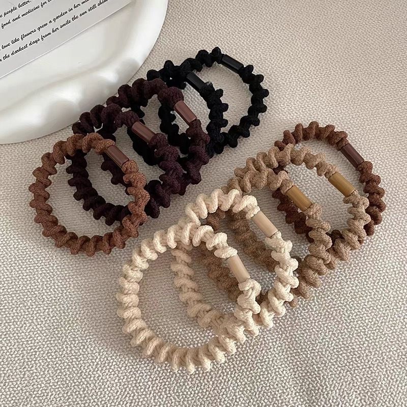 สายยางผมลายเกลียวช็อกโกแลต ยืดแรงสูงขนาดหนา ไม่ทำลายผม ปลอกผมสำหรับทรงลูกแพร์และทรงม้า สิ่งประดับผมสำหรับสตรีใช้งานยาวนาน สไตล์เกาหลีนิยมออนไลน์