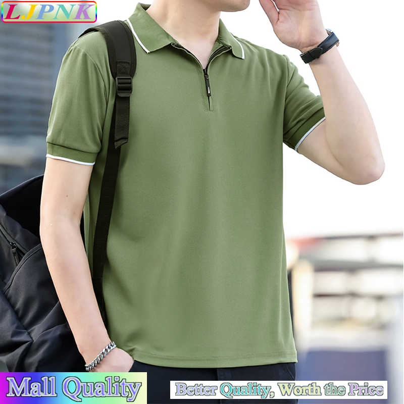 Ljpnk เสื้อโปโลซิปฤดูร้อนของผู้ชาย – เสื้อยืดแขนสั้นระบายอากาศผ้าไหมน้ําแข็งพร้อมคอตั้ง | เสื้อกีฬาและลําลองแบบแห้งเร็วสําหรับธุรกิจและสวมใส่ได้ทุกวัน