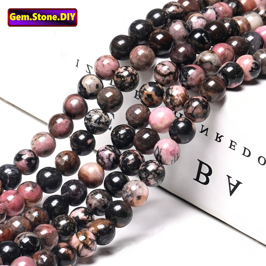 Rhodonite Natural Stone，Loose Bead โรโดไนท์ หินธรรมชาติ,หลวมลูกปัด ตัวเว้นวรรค สําหรับสร้อยข้อมือ/สร้อยคอ/แหวน/ต่างหู,ขายส่งแฮนด์เมดทําเองเครื่องประดับอุปกรณ์เสริม,สร้อยข้อมือหินคริสตัลเฮมสโตน,ลูกปัดคริสตัล