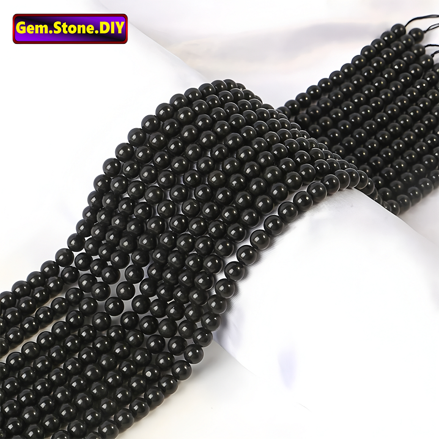 Shungite หินธรรมชาติ,หลวมลูกปัด Spacer สําหรับสร้อยข้อมือ/สร้อยคอ/แหวน/ต่างหู,ขายส่งทําด้วยมือ DIY เครื่องประดับ,สร้อยข้อมือหินคริสตัลแร่,ลูกปัดคริสตัล