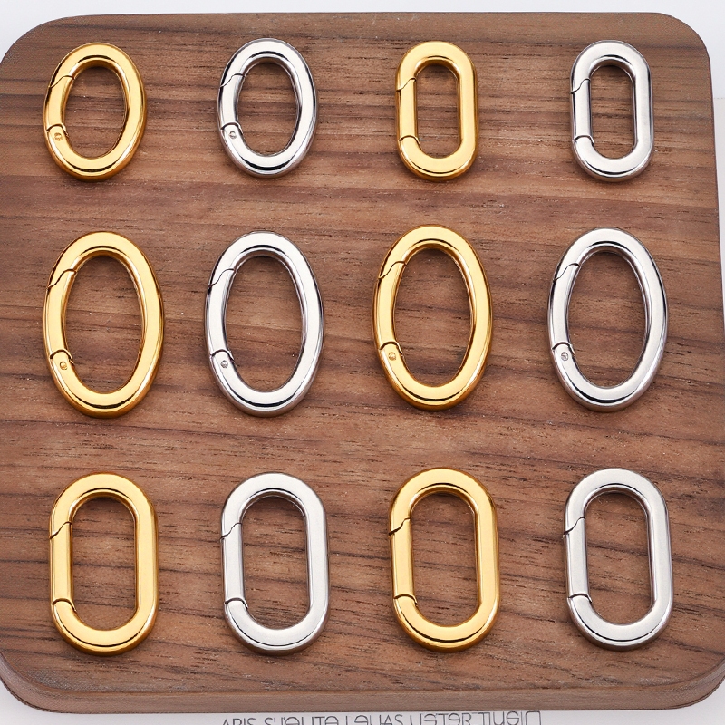 ขัดสแตนเลสรูปไข่หัวเข็มขัดฤดูใบไม้ผลิ 18 พันทองชุบการเชื่อมต่อจับมือ ทําเอง เครื่องประดับอุปกรณ์เสริมที่เรียบง่ายแหวนล็อค