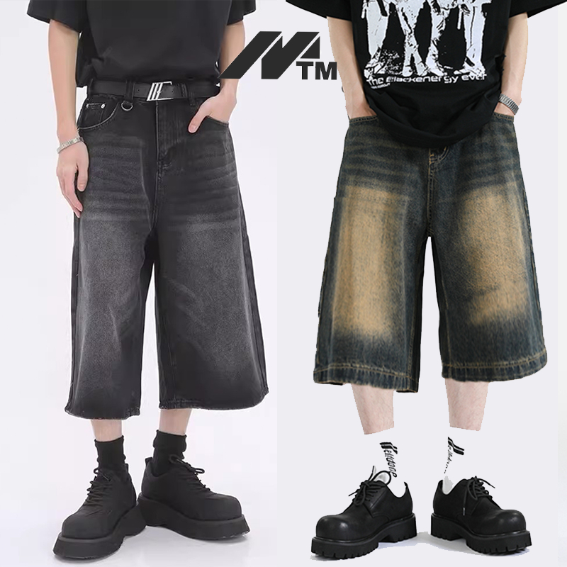 M.T.M เกงสามส่วน Baggy Jeans Short กางเกงยีนส์ขาสั้น ทรงหลวม กางเกงขาสั้นผู้ชาย กางเกงขาสั้นรุ่น ทรงกระบอก