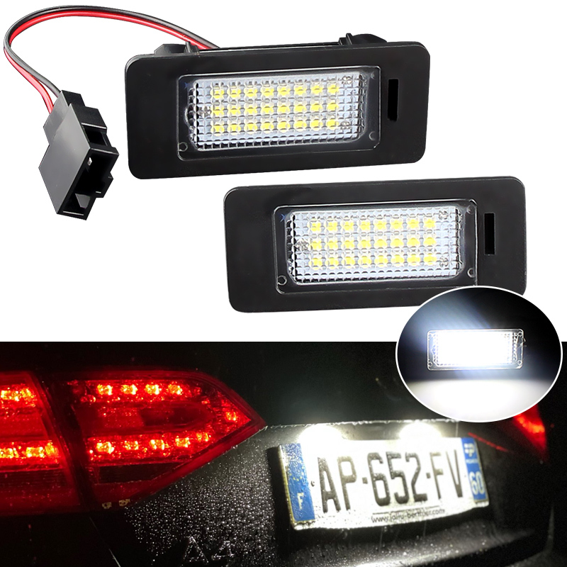 2PCS LED ไฟส่องป้ายทะเบียนสําหรับ Audi A1 A4 B8 A5 S5 A6 S6 A7 Q5 TT TTS 2D สําหรับ Seat Alhambra Ib