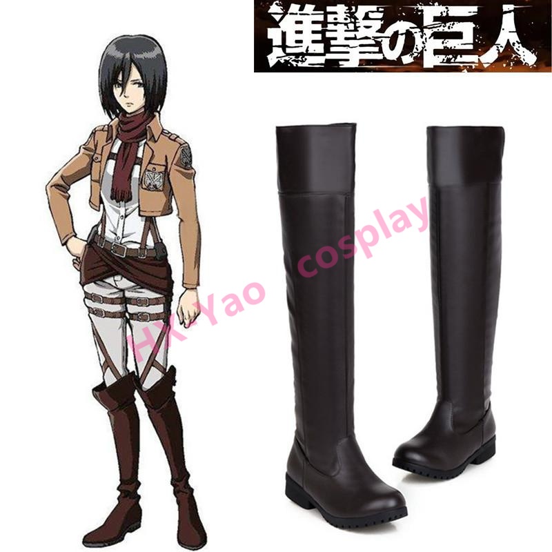 【HX-YAO】Attack on Titan cosplay รองเท้า Eren Levi Ackerman Mikasa Recon Corps รองเท้าคอสเพลย์โชว์