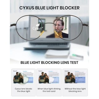 Cyxus กรอบทรงกลม แว่นตาคอมพิวเตอร์ กรอบโลหะ ทรงกลม ป้องกัน UV400 สีฟ้าสไตล์เกาหลี สําหรับผู้ชาย 8090