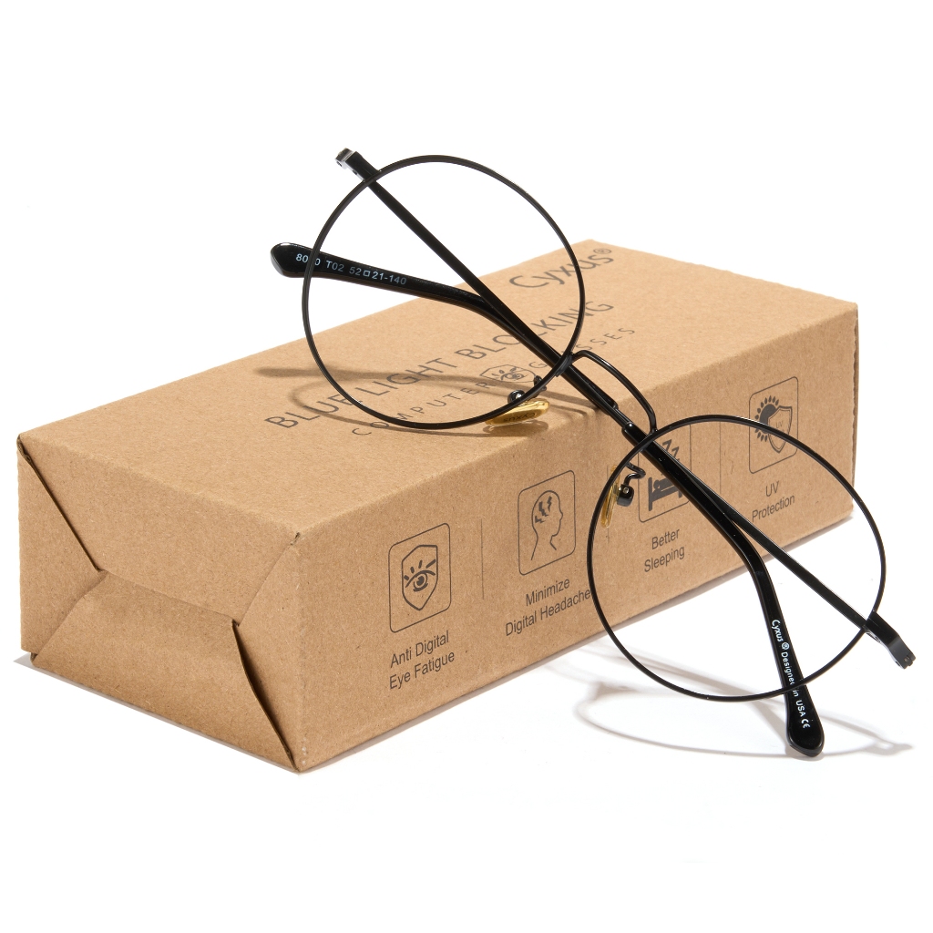 Cyxus แว่นสายต Black แว่นตา แว่นกรองแสง แว่นตาคอมพิวเตอร์ ป้องกันแสงสีฟ้า สไตล์เกาหลี ป้องกัน 8091/8