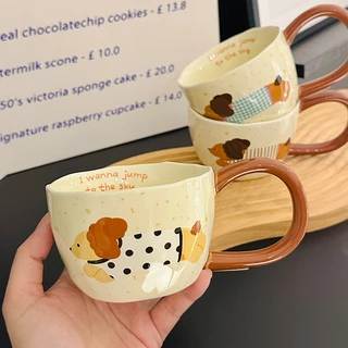 SENSENLIVE 🎁 ของขวัญวันเกิด แก้วน้ำเซรามิก ลายสุนัขน่ารัก🐶 สวยงาม ใช้ดื่มน้ำที่บ้านได้ ของขวญั ปัจฉมิ