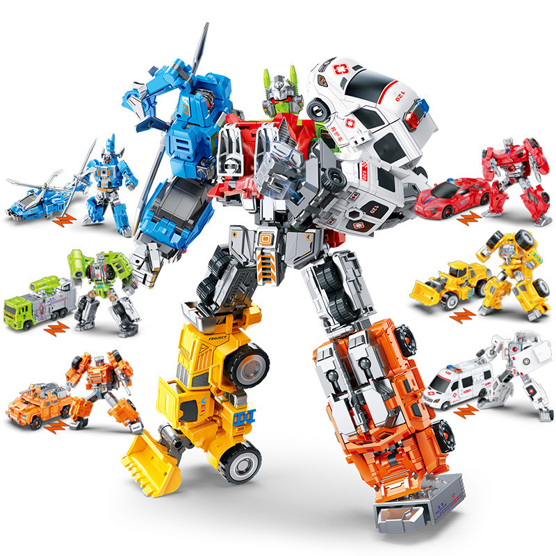 Yuexing 6-in-1 Transformation หุ่นยนต์ของเล่น DIY Assembly Alloy Robot Tank Aircraft Carrier ของเล่น