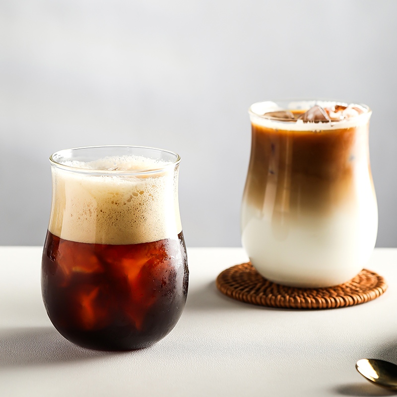Creative ทิวลิป แก้วผสมกาแฟลาย Retro Borosilicate สูง 330ml แก้วน้ําเย็น/นม/ไวน์