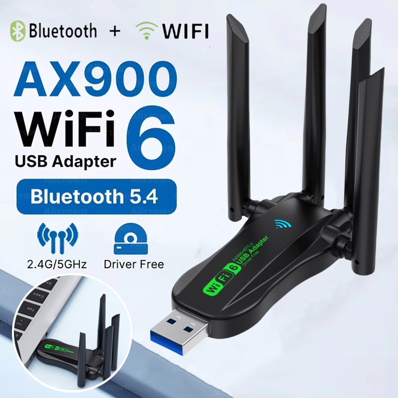 Ax900 WiFi 6 อะแดปเตอร์ USB บลูทูธ 5.4 Dual Band 2.4G 5G เสาอากาศ WiFi6 ตัวรับสัญญาณเครือข่าย USB Do