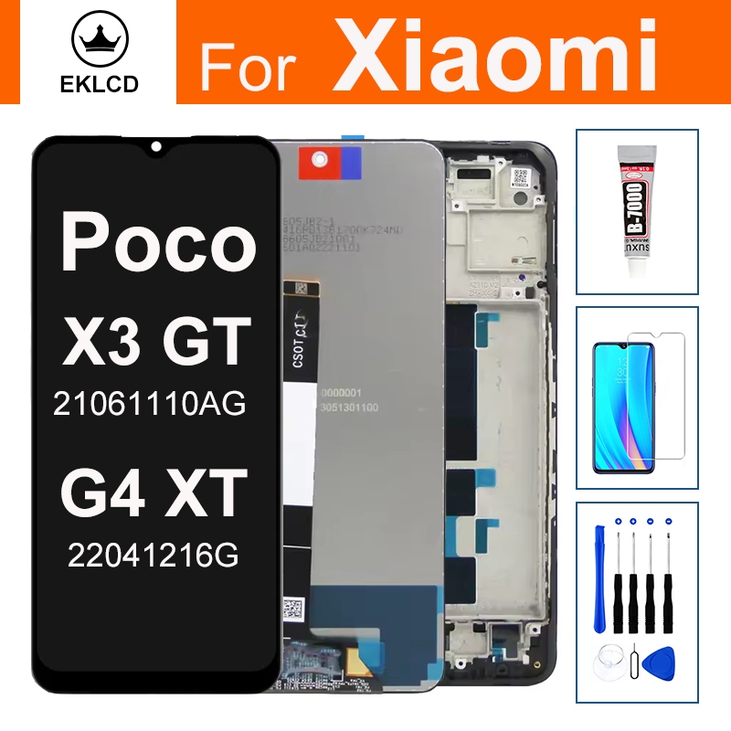 หน้าจอ LCD 6.6" สําหรับ Xiaomi Poco X3 X4 GT 21061110เอจี 22041216G ชุดประกอบดิจิไทเซอร์หน้าจอสัมผัสพร้อมกรอบ