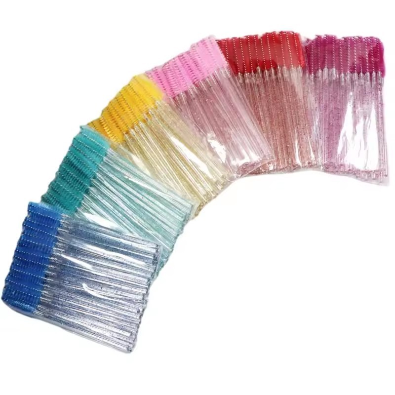 50 ชิ้น / แพ็คแวววาวคริสตัลมาสคาร่าเกลียว Bendable Lash Spool หลายสีให้เลือกแปรงแต่งหน้าปลอม