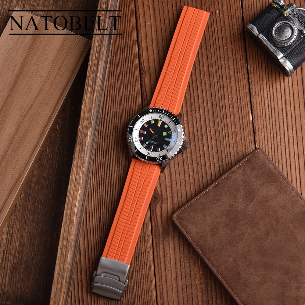 Cts Fluororubber สายนาฬิกา 20 มม.22 มม.24 มม.สแตนเลสสตีลผีเสื้อสายคล้องคอ FKM ยางกันน้ําทนทานสายนาฬิ