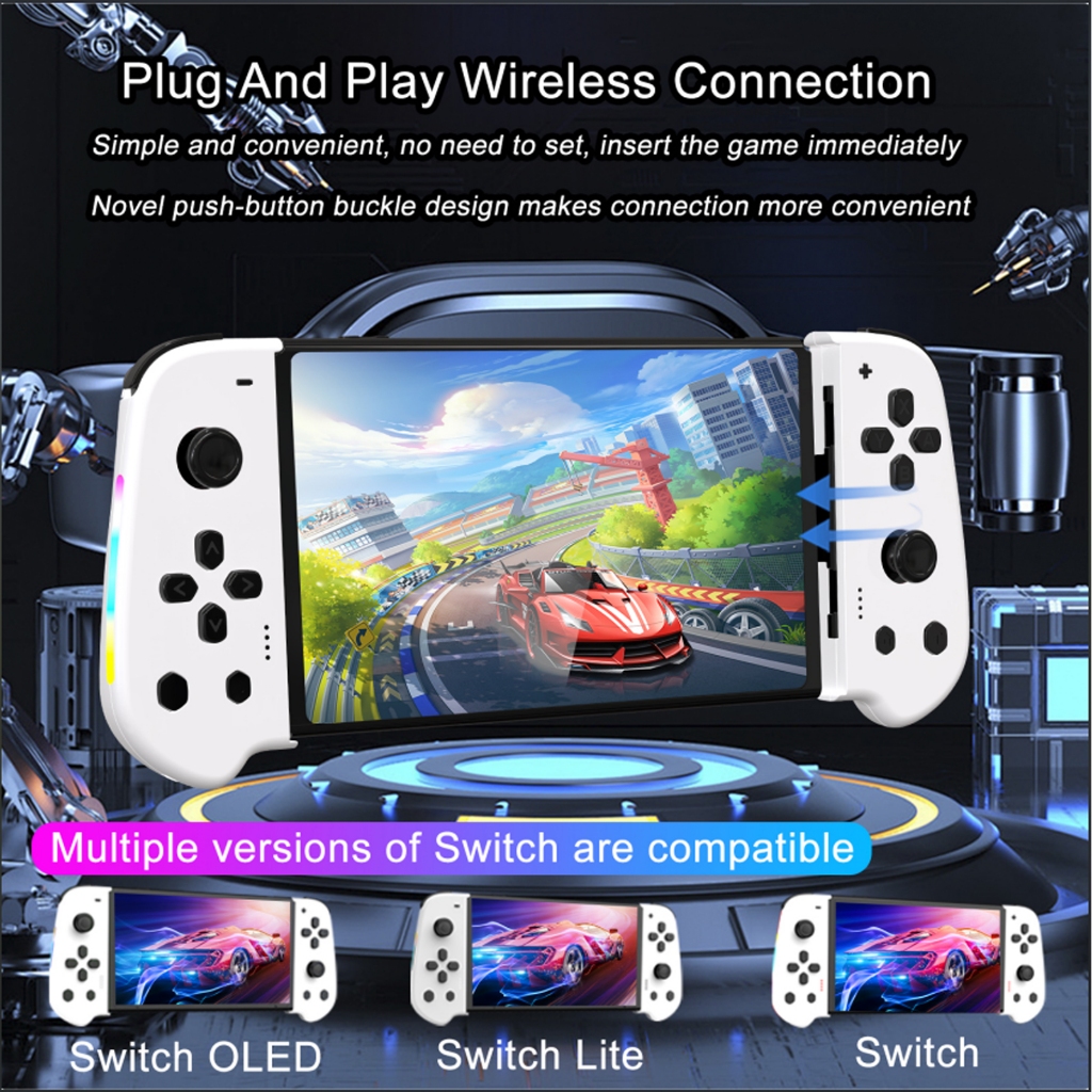 สวิตช์ไร้สาย 2 คอนโทรลเลอร์ Joypad พร้อมโคมไฟ RGB สําหรับสวิตช์ 2 เกมคอนโซล L/R ด้ามจับพร้อมฟังก์ชั่นหน้าจอ Wake Up