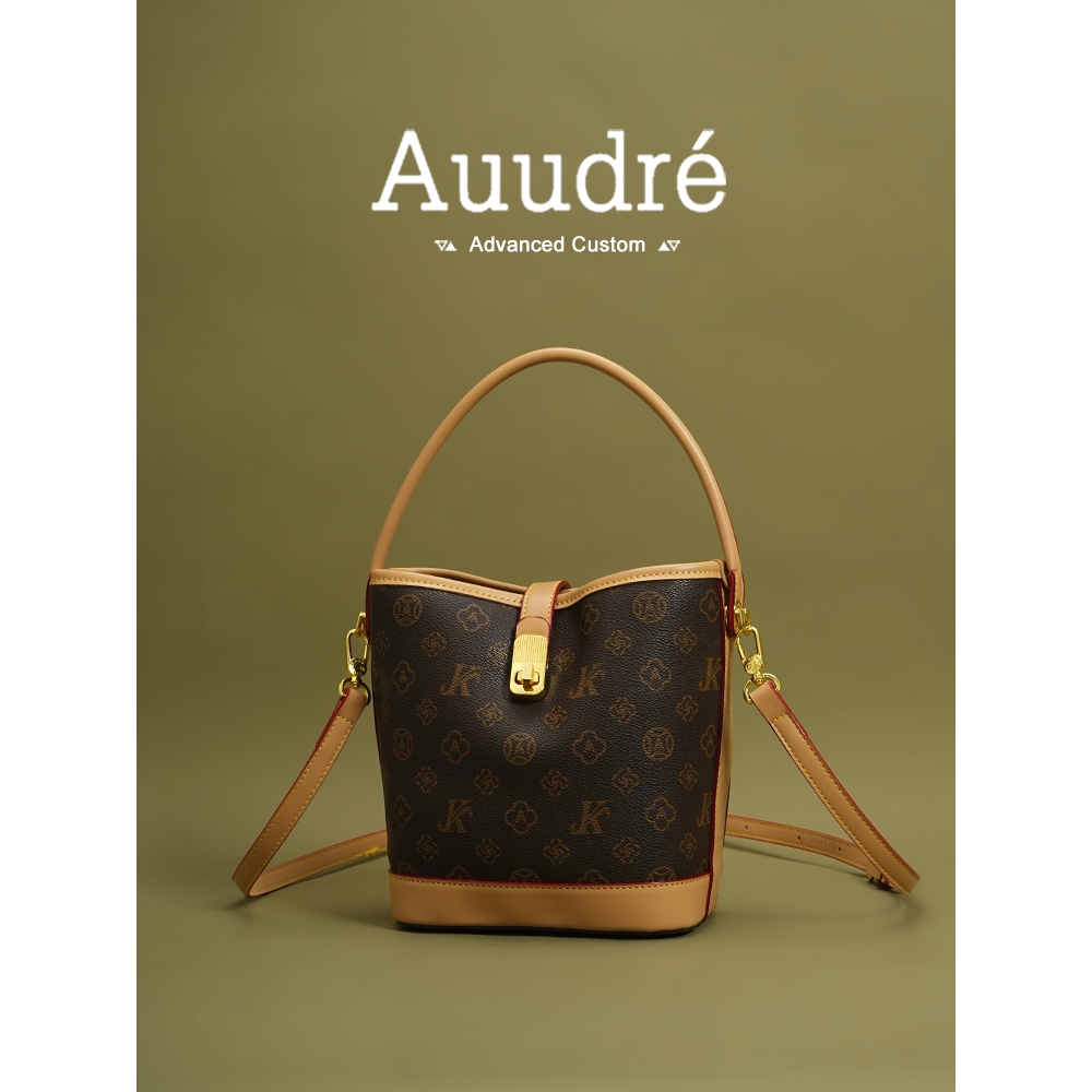 Auudre Presbyopic Portable Bucket Bag Womens Contrast Color Commuter Messenger Bag
