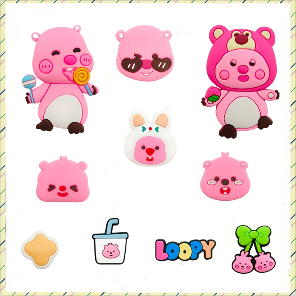 1 ชิ้นสีชมพูรองเท้า beaver charms อุปกรณ์เสริมตกแต่งรองเท้าแตะรองเท้าแตะหัวเข็มขัดของขวัญ