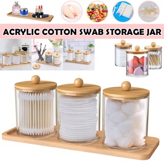 3 ชิ้น กล่องเก็บสําลี กล่องเก็บผ้าฝ้ายสำลี/ใสแต่งหน้ากล่องเก…