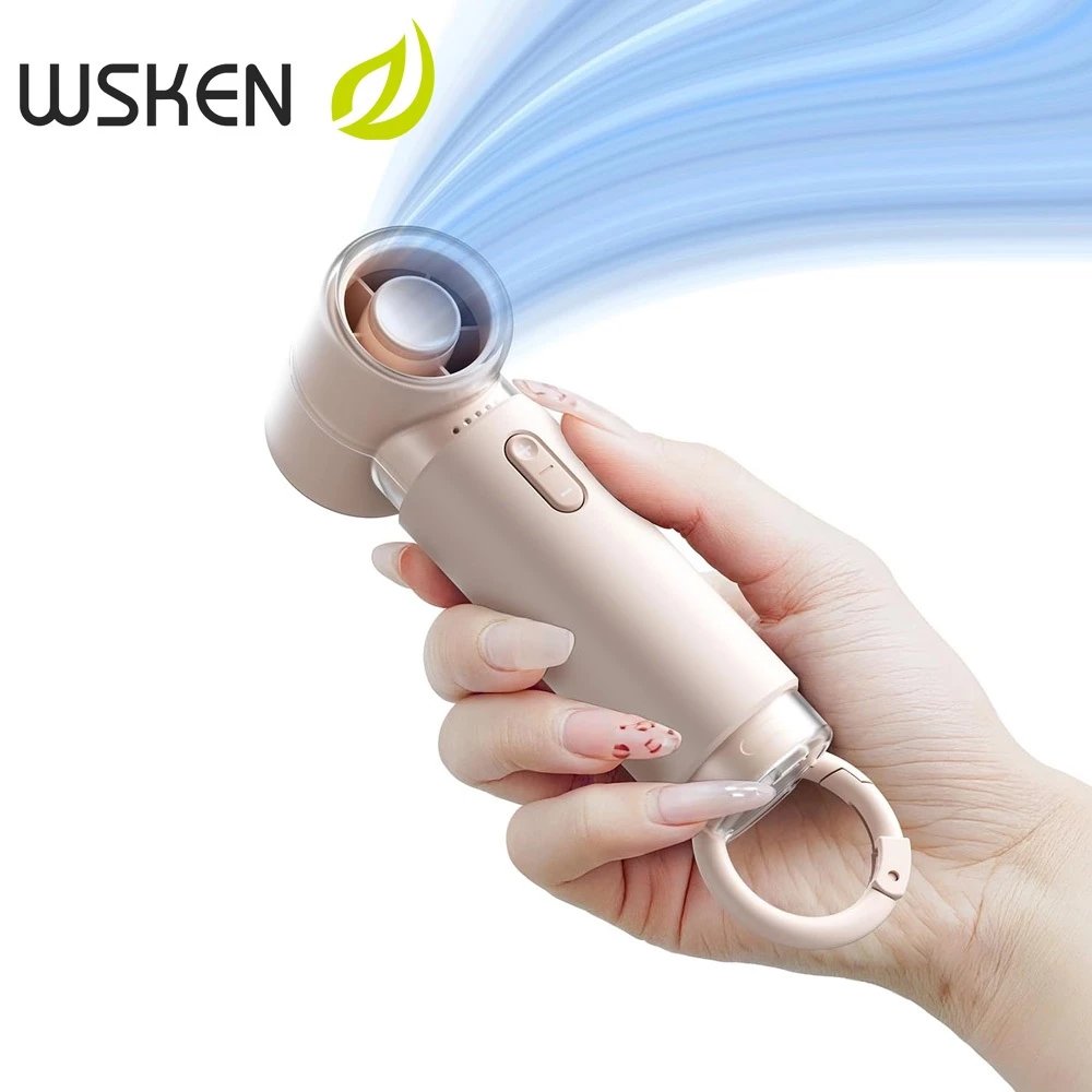 Wsken 5 ความเร็ว มือถือ พัดลมพกพา กันน้ำ พัดลมไร้สาย 10H High Speed Powered Pocket Fan 3000mAh ชาร์จไฟได้ Portable Handheld Fan USB ชาร พัดลมไอเย็น