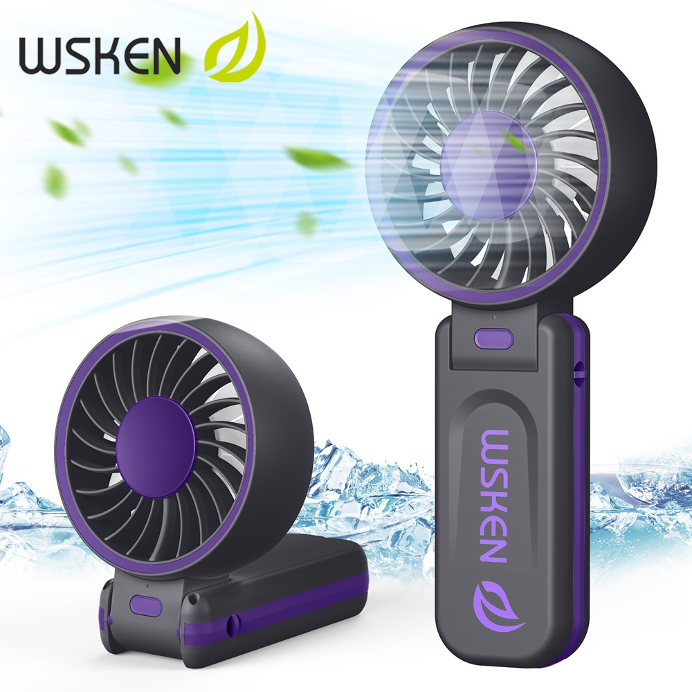 WSKEN 4000mAh พัดลมพกพา Pocket สงกรานต์ พัดลมชาตแบต Handheld พัดลมมือถือ พัดลม Portable Fan Mini พัดลม USB ขนาดเล็ก ลมแรง 5 สปีด ชาร์จไฟได้ พัดลมพับได้สำหรับกลางแจ้ง พัดลมระบายความร้อน