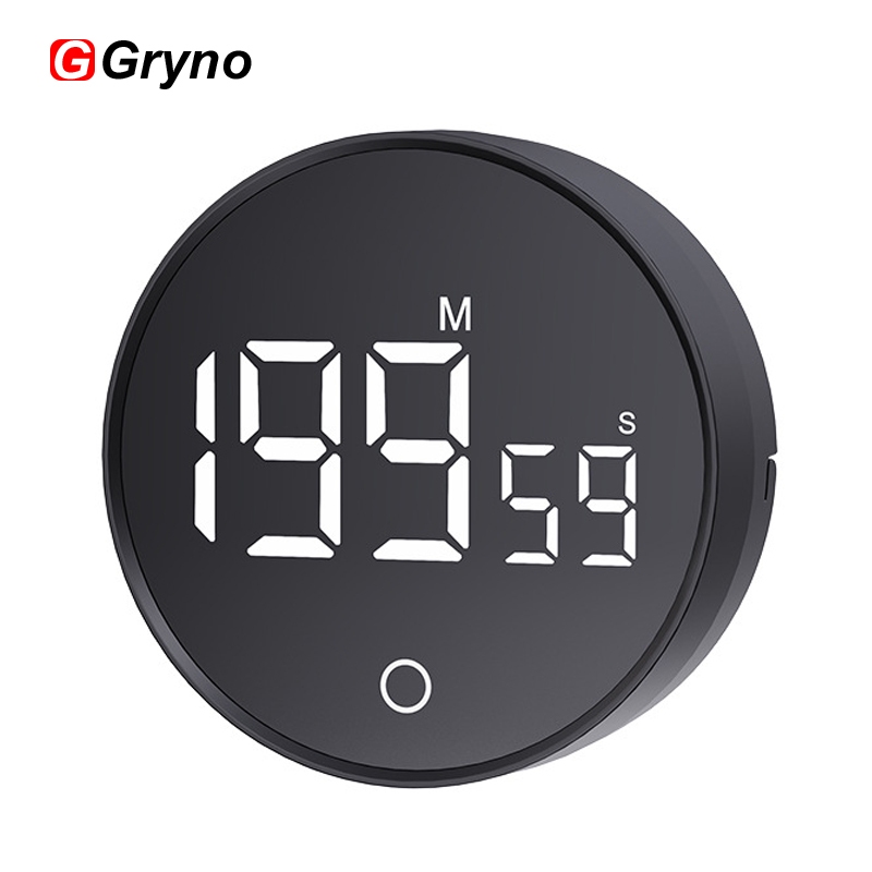 Gryno LED Digital Magnetic Timer พร้อมนาฬิกาปลุกการหมุนนับถอยหลังสําหรับห้องครัวทําอาหาร Study การออกกําลังกายโยคะ