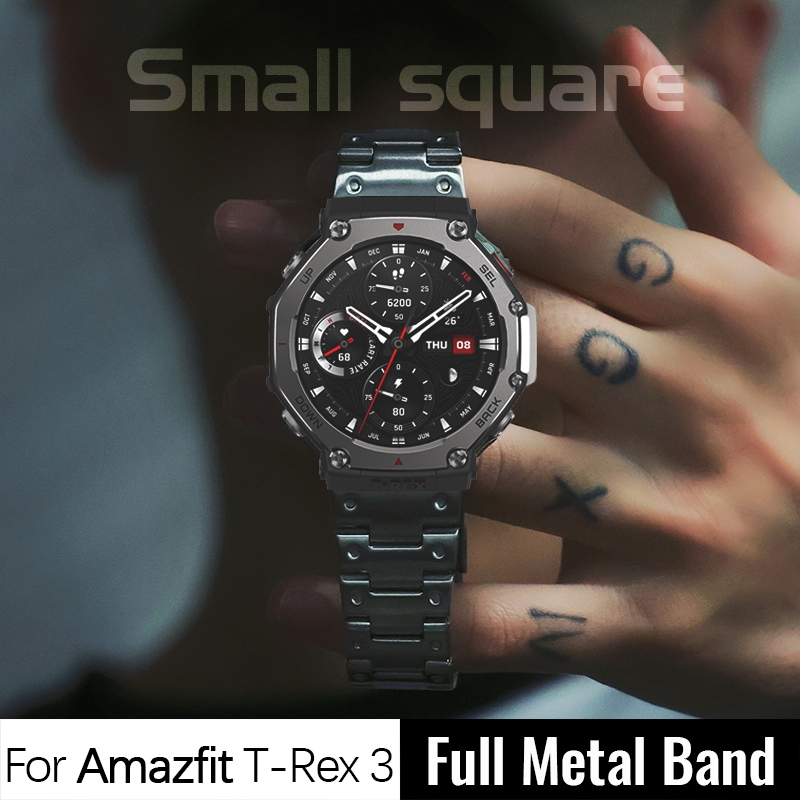 โลหะเต็มรูปแบบสแตนเลสสตีลสําหรับ Amazfit T-Rex 3 สายนาฬิกาทนทาน Casio G-SHOCK สไตล์โลหะสําหรับ Amazfit T-Rex2 Cheetah Pro สําหรับ Amazfit Balance GTR4 เปลี่ยน Band