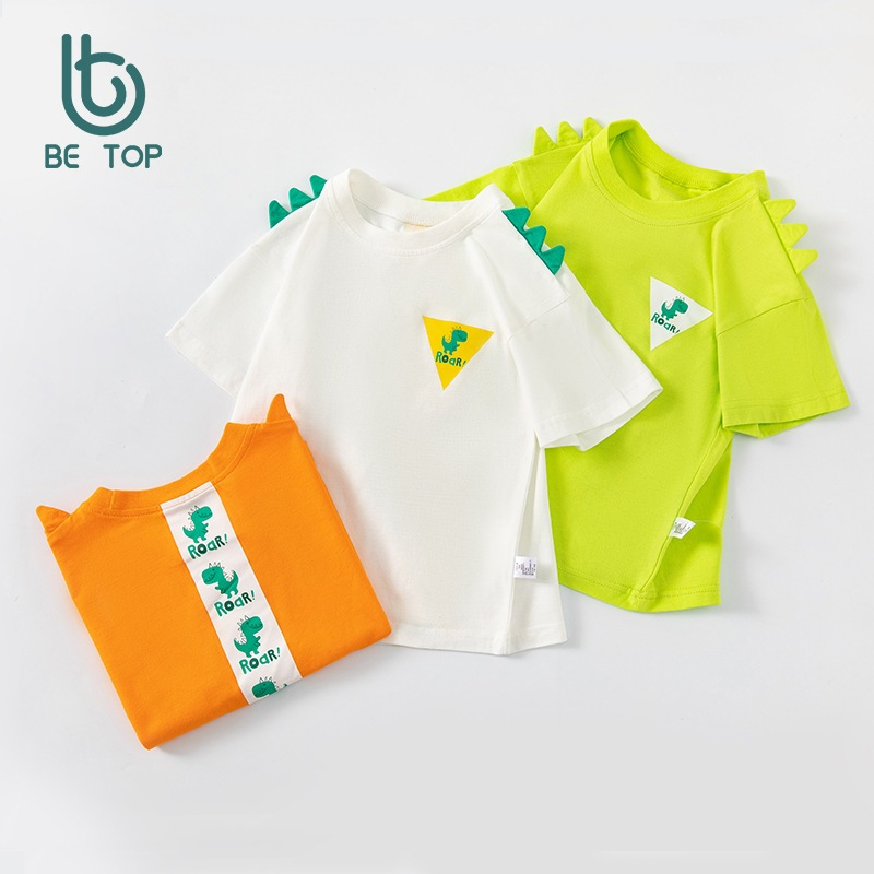 1-8yrs Boy&Girl เสื้อยืดแขนสั้นผ้าฝ้ายฤดูร้อนสบายดูดซับเหงื่อแขนสั้นเสื้อผ้าเด็ก
