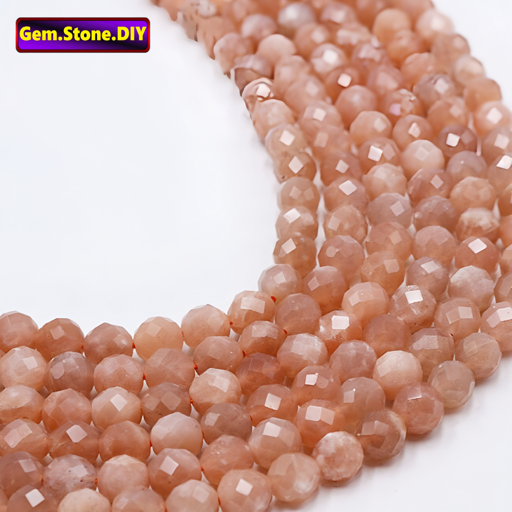 Sunstone Faceted Natural Stone，Loose Bead ซันสโตนเหลี่ยมเพชรพลอยหินธรรมชาติ,หลวมลูกปัด ตัวเว้นวรรค สําหรับสร้อยข้อมือ/สร้อยคอ/แหวน/ต่างหู,ขายส่งแฮนด์เมดทําเองเครื่องประดับอุปกรณ์เสริม,สร้อยข้อมือหินคริสตัลเฮมสโตน,ลูกปัดคริสตัล