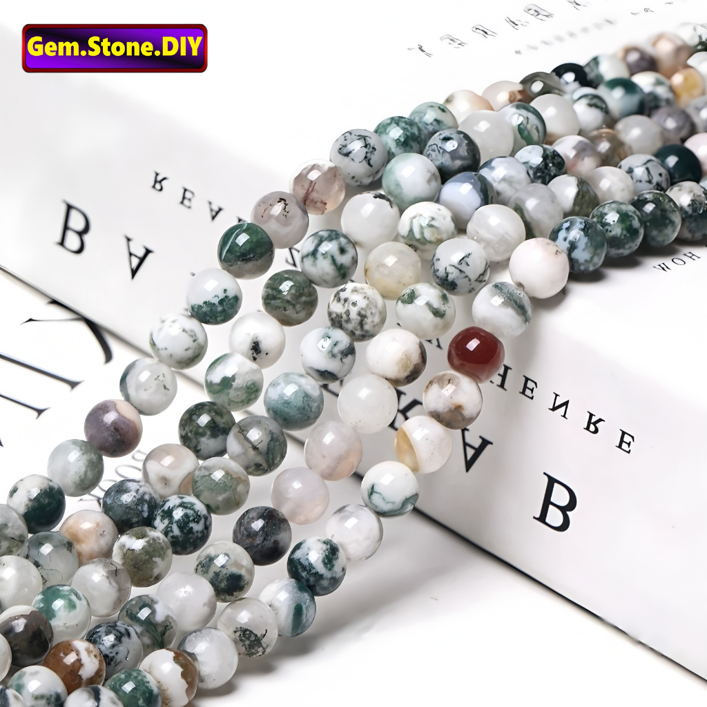 Tree Agate Natural Stone，Loose Bead ต้นไม้อาเกตหินธรรมชาติ,หลวมลูกปัด ตัวเว้นวรรค สําหรับสร้อยข้อมือ/สร้อยคอ/แหวน/ต่างหู,ขายส่งทําด้วยมือทําเองเครื่องประดับอุปกรณ์เสริม,สร้อยข้อมือหินคริสตัลแร่ส