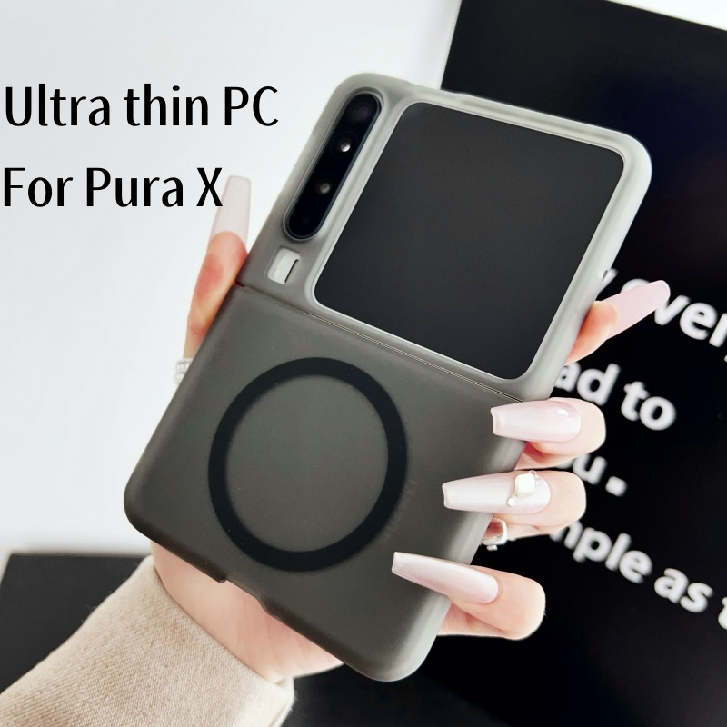 เคสแม่เหล็กใสสําหรับ Huawei Pura X P50 Pocket 2 Casing Slim Matte Transparent PC Hard Anti-Fingerprints เคสกันกระแทก