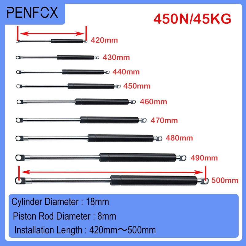1pc 420 มม.-500 มม.45 กก./450N รถแก๊สสปริงโช้คอัพไฮดรอลิกยกสนับสนุน Strut Bar Universal Strut Bar เครื่องเตียงเฟอร์นิเจอร์